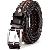 WERFORU Men's Leather Braided Belt, Leather Woven Belt for Jeans